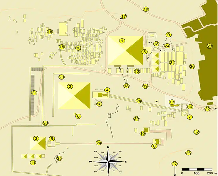 Plano de los lugares que ver en las pirámides de Giza