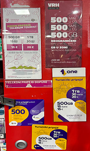 Tarjeta SIM en Montenegro