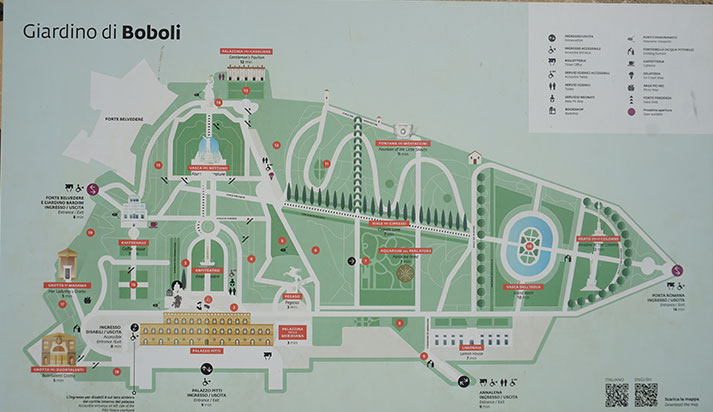 Plano de los jardines de Boboli en Florencia