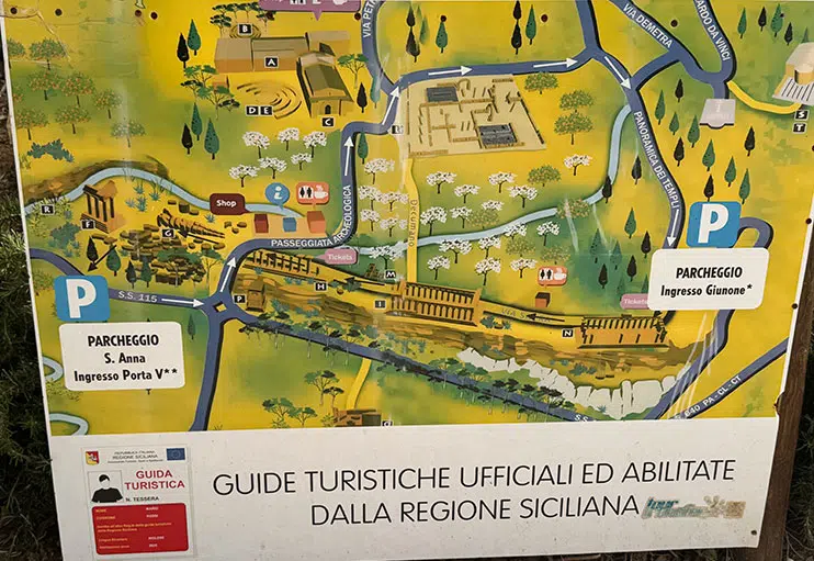 Plano del valle de los templos en Agrigento