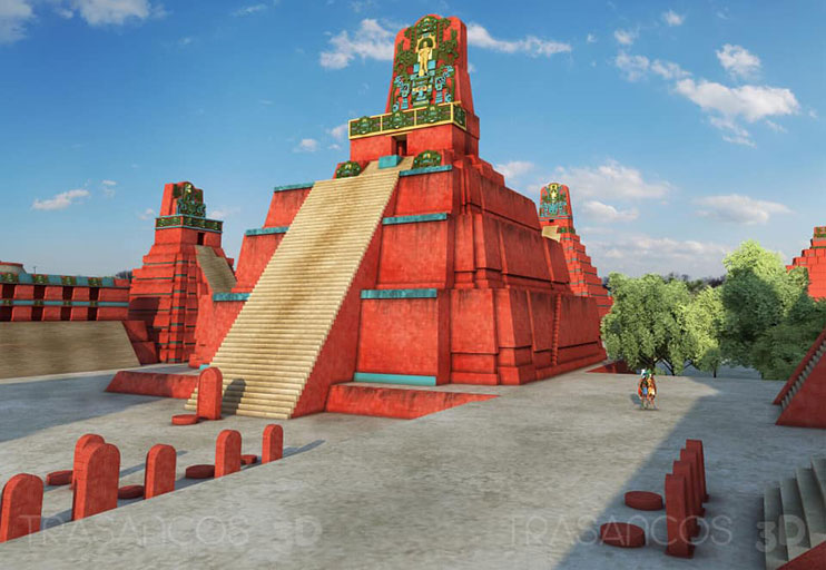 Recreación Templo del Jaguar Tikal: Fuente: Trasancos3D