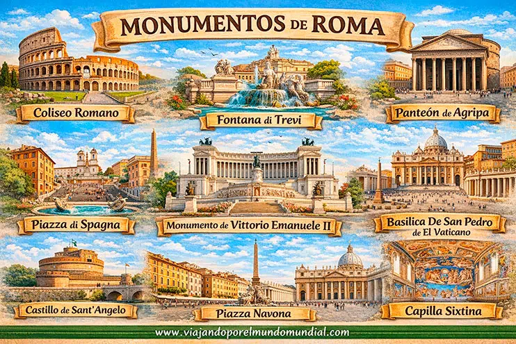Infografía monumentos de Roma